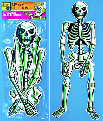 60cm 24'' SKELETT DARK GLOW 1970s HONG KONG HALLOWEEN SCARY SKELETON JOKE SCHERZ