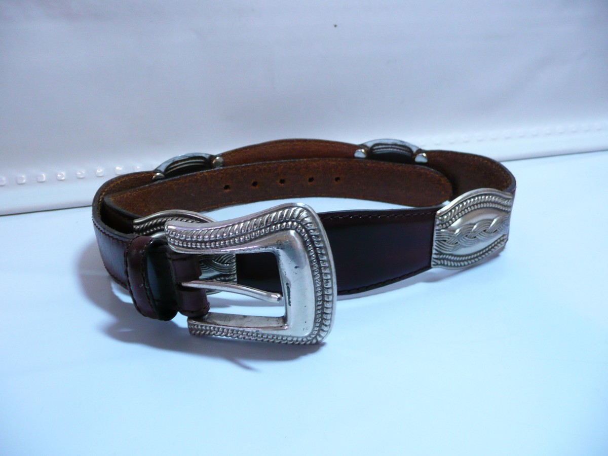 Fossil leather silver Concho belt Fossil Concho Belt - Etsy main image 3