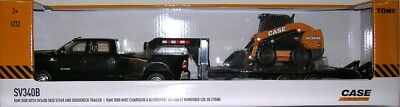 1/32 Ram Dually Quad Cab & Lowboy Trailer & Case SV340B Skidsteer 47155