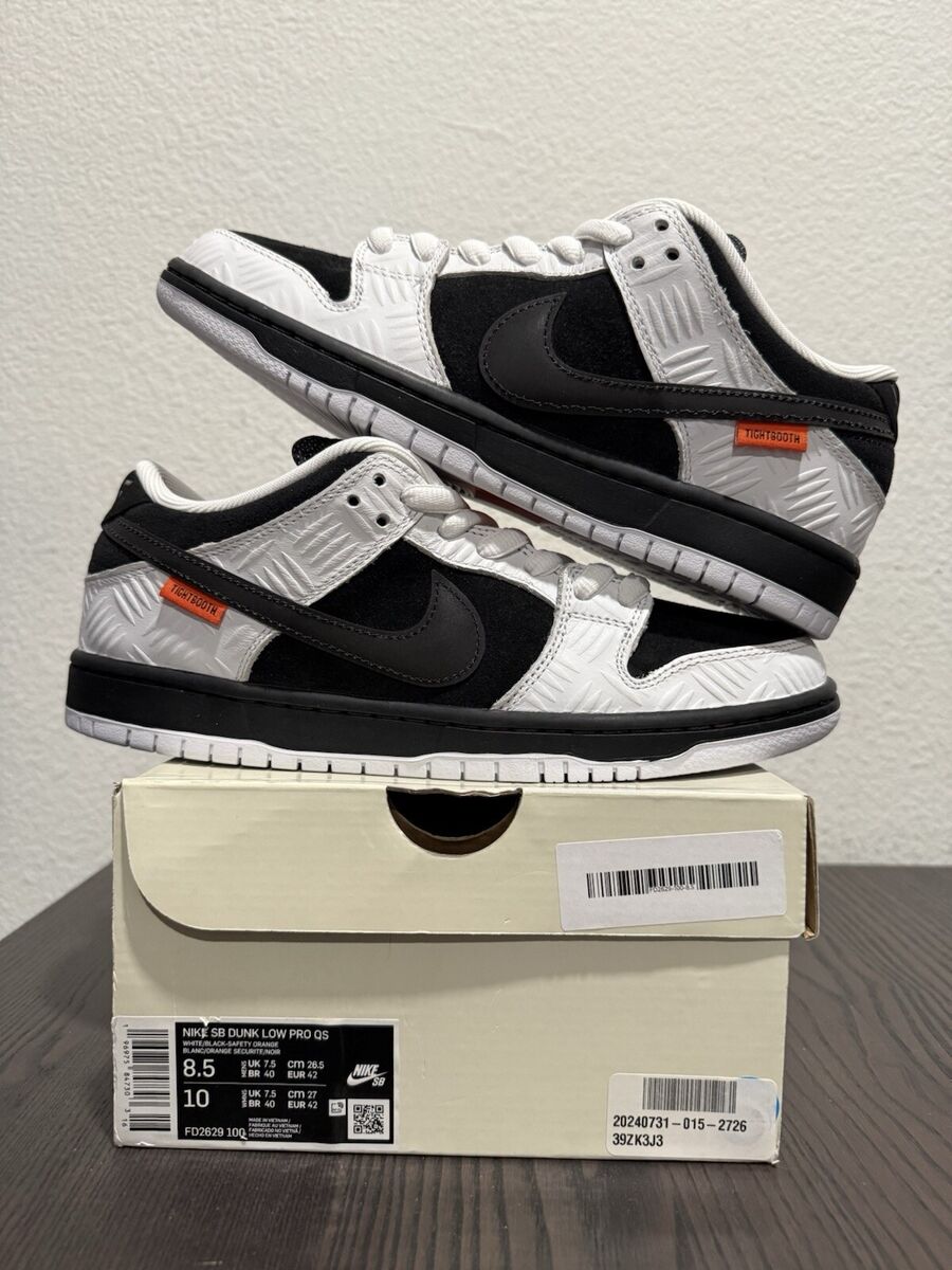 Nike SB Dunk Low Pro QS x TightBooth White Black Safety Nike SB Dunk Low Pro QS x TightBooth White Black Safety