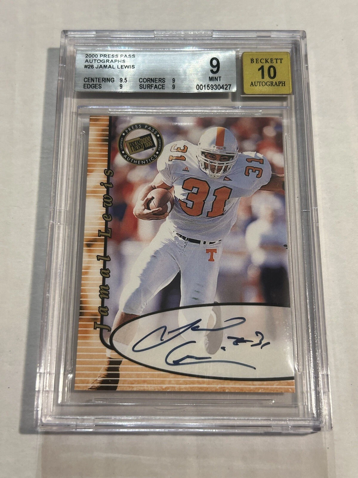 Jamal Lewis Press Pass Autograph # Base