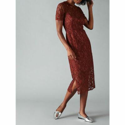 Baum Und Pferdgarten Lace Midi Dress UK 8 Rust Brown Semi Sheer