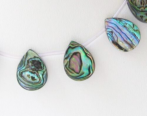 Scenic Abalone Pear Pendant Bead 8" Strand | 20x15x5mm | Purple | 10 Bead(s) - Zdjęcie 2 z 6