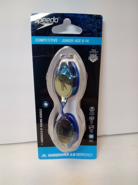 speedo jr vanquisher 2.0 mirrored swim goggles