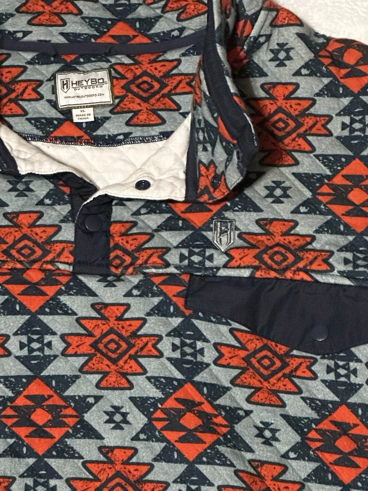 HeyBo Mens Aztec Quilted Pullover Jacket Hermitage Size XL