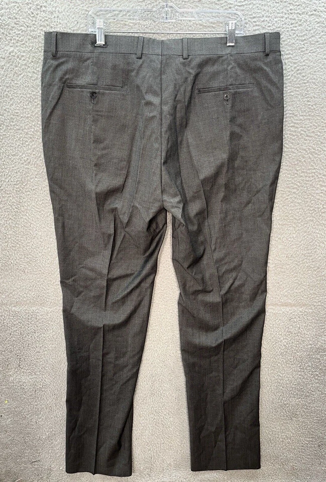 Pantalones Kenneth Cole Para Hombres 42x37 Gris Rayas Lana Delete Calce Ajustado Separados Nuevos Foto 2 de 4