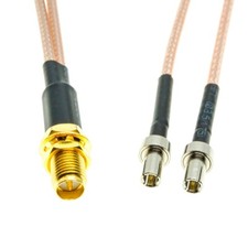 RP SMA Female to Y Type 2 Dual TS9 Male Splitter Combiner Cable Pigtail RG316