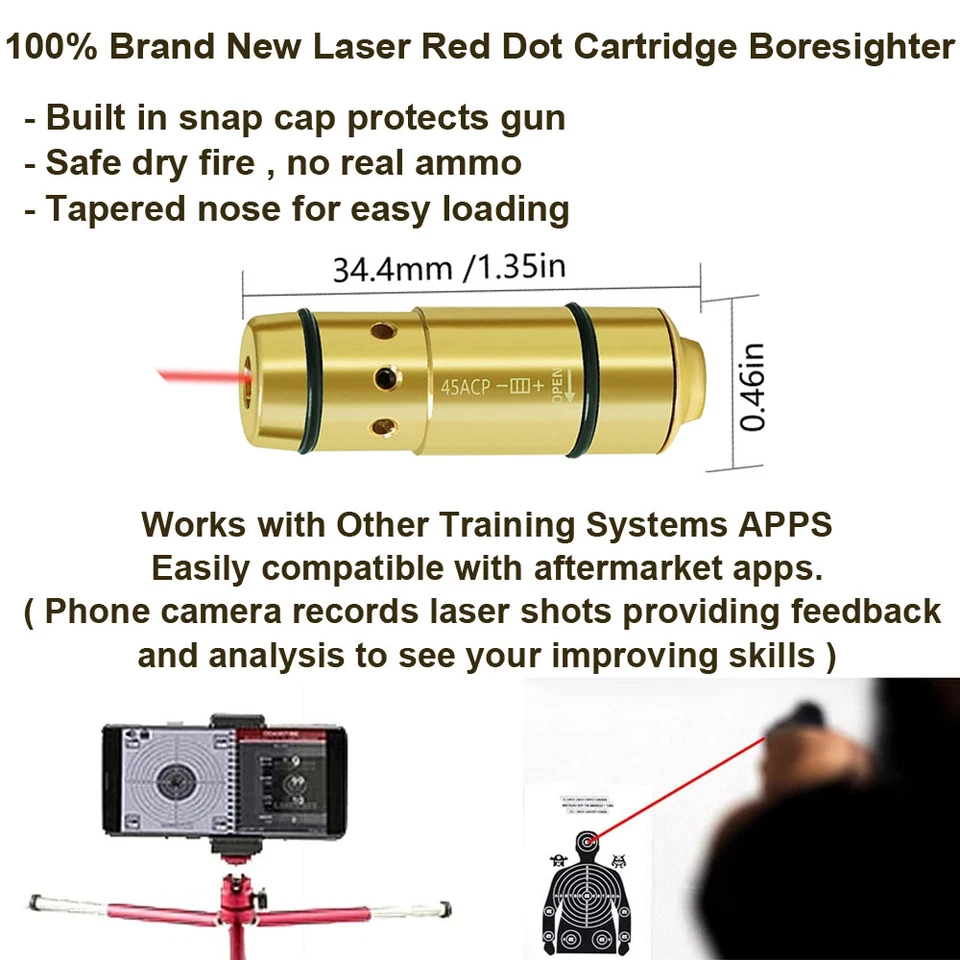 .45 ACP Red Laser Dry Fire Training Shooting Simulator Bullet Trainer Cartridge - Image 2 of 4