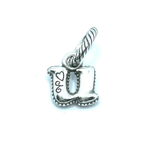 Brighton Letter "U" Lowercase "u" Heart Alphabet Alpha Silver Charm