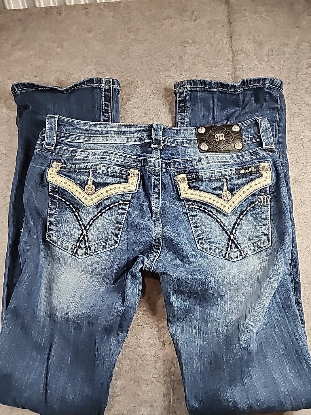 MISS ME Womens 31 Bootcut Embroidered Denim Blue Jeans Stretch Western