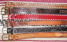 Western C M Co/Tony Lama Tooled/Buckstitch Leather Belts 6 pc Size 26 NEW