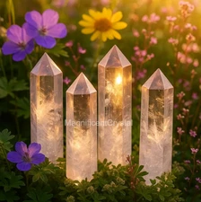 2025NEW 1pc Clear Quartz Tower Point Crystal White Crystal Obelisk Healing Gifts