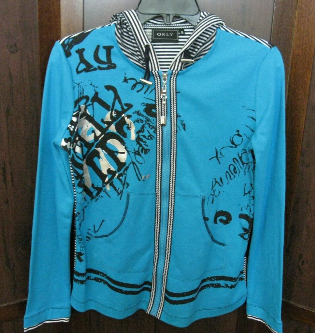 のん ORLY Sport NWOT Women's Turquoise Embellished Full Zip Hoodie