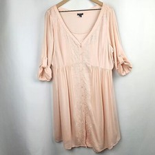 Torrid Women's Blush Embroidered Button Up Shirt Dress Size 0