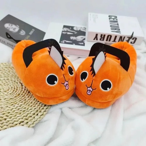 Zapatillas de motosierra de felpa peluda para mujer invierno cálidas zapatos de dibujos animados suela antideslizante