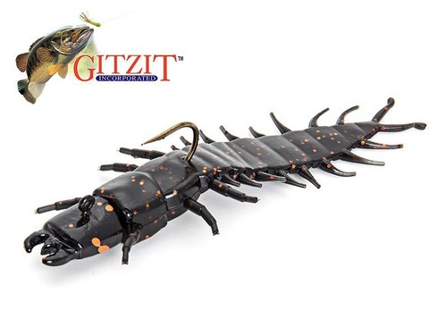 2.8 " Gitzit Hellgrammite 7,2 CM avec Crochet 3 Stk Créature Appâts Perche