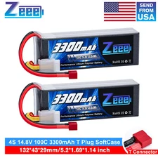 2xZeee 4S Lipo Battery 3300mAh 14.8V 100C T Plug for RC Car Heli Plane UAV Drone