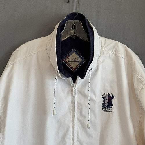 Gear For Sports Men's L White w/ Navy Accents Full Zip Viking Components Vintage - Picture 13 of 13