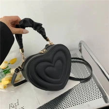 "Stylish Heart-shaped Shoulder Bag: Designer Crossbody Bag for Women in Solid PU