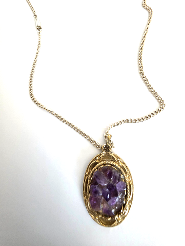 Conjunto de pendientes vintage de amatista con astillas en tono dorado con tornillos y piedras preciosas - Imagen 11 de 21