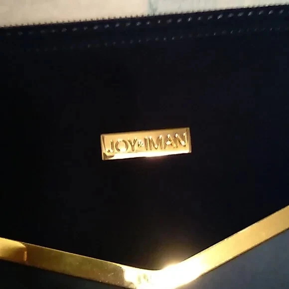 JOY & IMAN Couture Leather Satchel & Clutch with Velvet Detail Black - Image 3 of 4