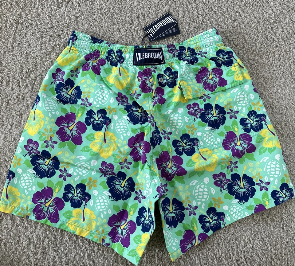 NWT 100% Authentic Vilebrequin MOOREA Swim Trunks - GREEN - M - MEN - MEDIUM - Image 2 of 4