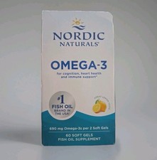 Nordic Naturals Omega 3 Fish Oil 690 mg Immune Support 60 Count Softgel Exp 2/28