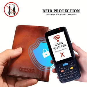 【NEW】Men's Genuine Leather Multifunctional Trifold Wallet, RFID Blocking (Brown)