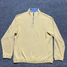 Cremieux Mens 1/4 Zip Pullover Sweater Yellow Mock Neck Chest 45" Casual Knit
