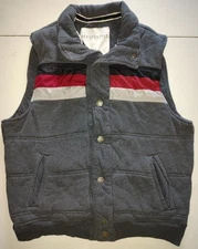 Men's Large Aeropostale Cotton Knit Button Vest Burgundy Puffer Classic Vintage