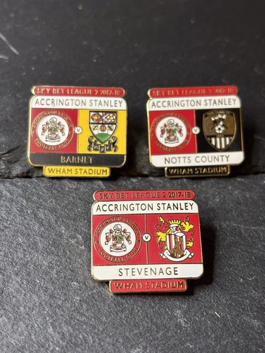 Rare Accrington Stanley Football Club Pin Badge / Wham Stadium -v- Various X3 - Picture 2 of 5