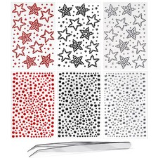 Halloween Self Adhesive Face Gems for Makeup, Red Black Clear Festival Jewels...