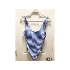 Rip Curl NWT Womens Cheeky One Piece Swimsuit Size Large Blue  White Stripe