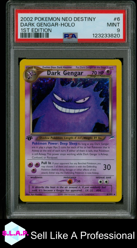DARK GENGAR-HOLO 1ST EDITION POKEMON NEO DESTINY 2002 6 PSA 9