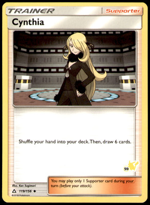 Cynthia - (#59 Pikachu Stamped) Battle Academy 119/156 NM Ken Sugimori