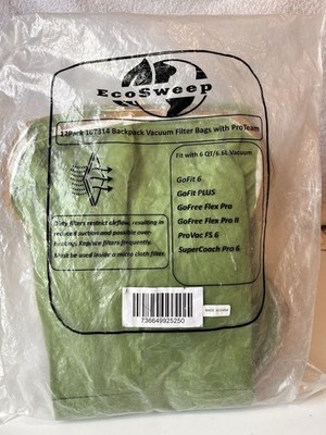 Eco Sweep Pro Team 6 Quart 12 Pack Vacuum Filter Bags #107314 New