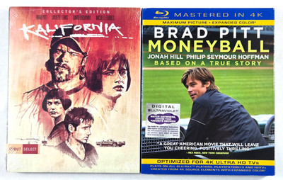 Kalifornia (Blu-ray+Slip Cover+Poster, New) & Moneyball (Like-New) BRAD PITT