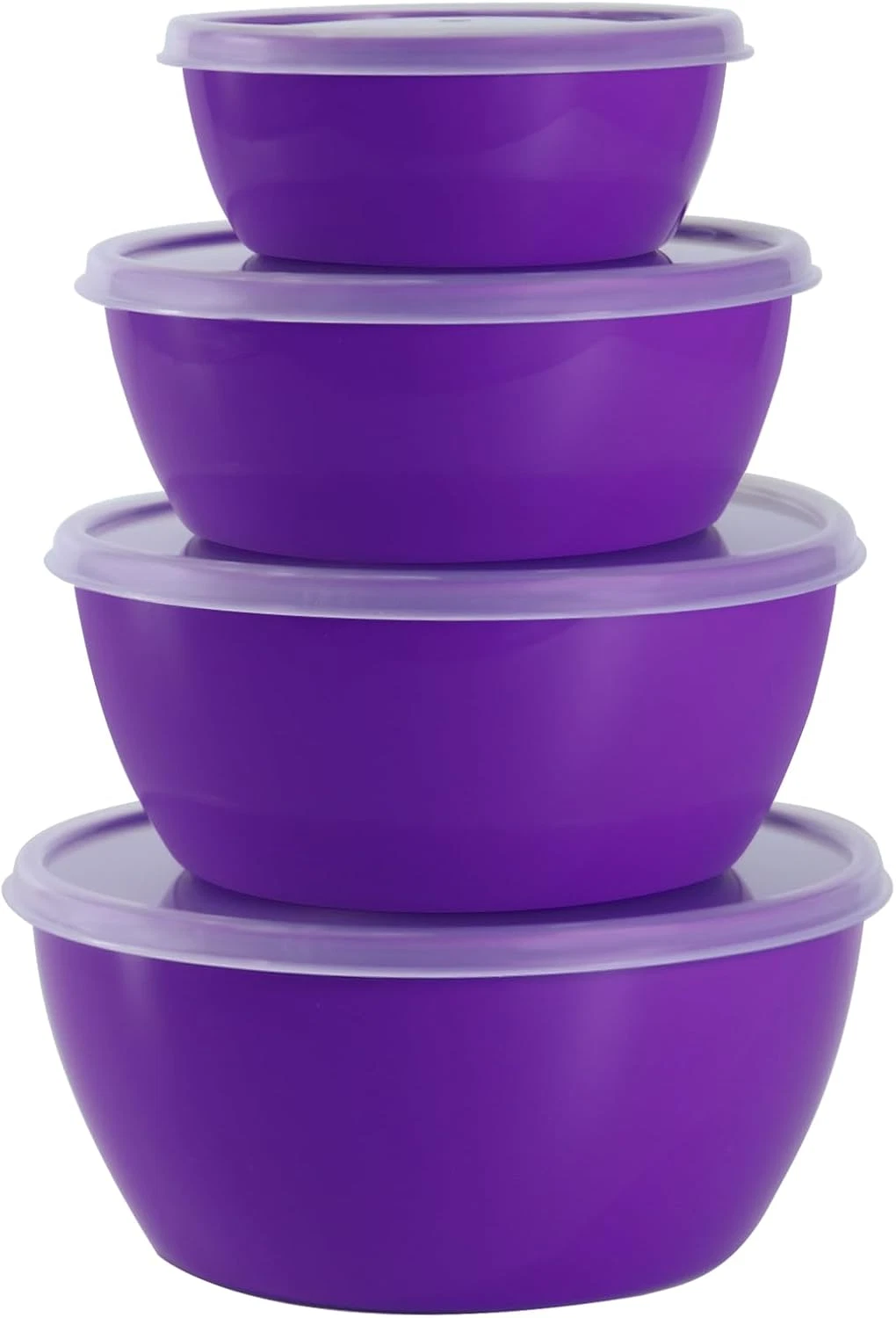 4-Piece Classic Plastic Prep Bowls with Lids, Nesting Plastic Small Mixing Bowl