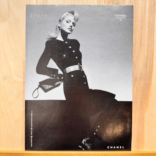 1996 Chanel Boutique Shirt Dress Vintage Print Ad Black White Fashion Advert Art