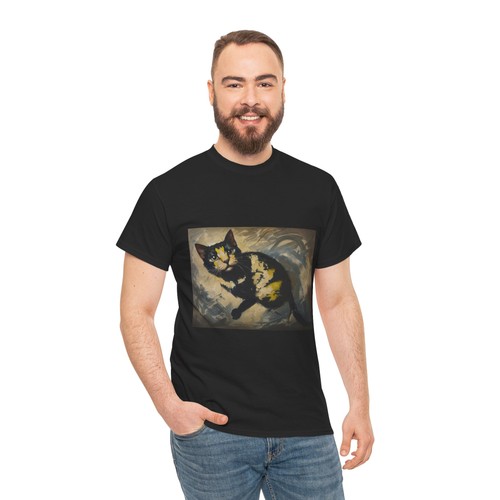 Whimsical Cat Art Unisex Heavy Cotton Tee Animal Lover Shirt Fun Gift Pet Owners - Picture 5 of 41