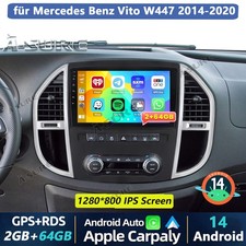 2+64G Android 14 Autoradio Carplay RDS GPS Navi F&uuml;r Mercedes Vito W447 2014-2023