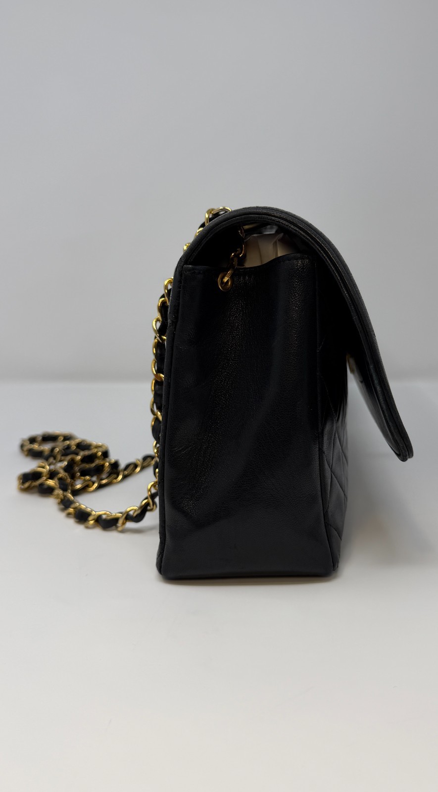 Vintage Chanel Black Lambskin Medium Half Flap Bag Gold HW 1989-1991 w/Wallet thumbnail 5