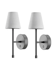 Globe Rechargeable Sconce Lights 2-Pack – No Wiring, Dimmable, 15+ Hr Battery