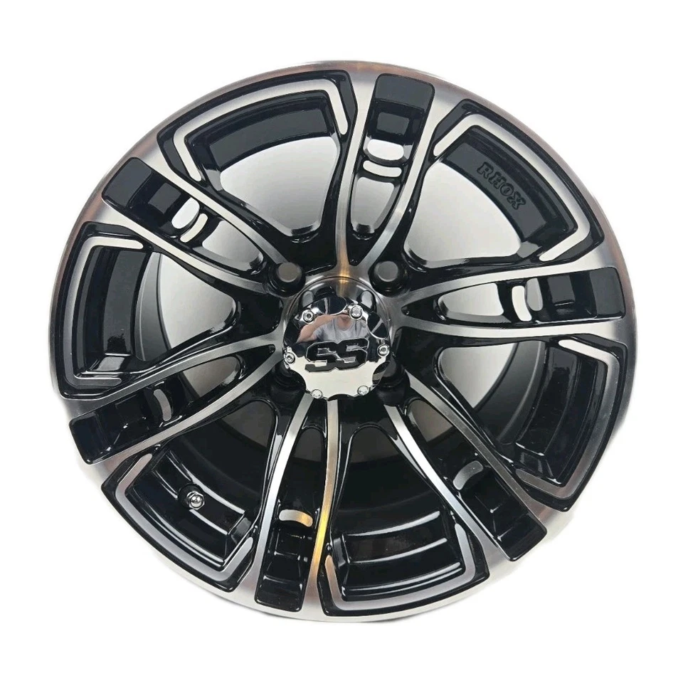 One RHOX Black Golf Cart Wheels, 12x7, ET -25 New Open Box Free Shipping - Image 2 of 4