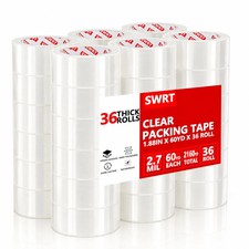 SWRT 2.7Mil Thick Ultra Clear Packing Tape, 36 Rolls Heavy Duty Packaging Tape f