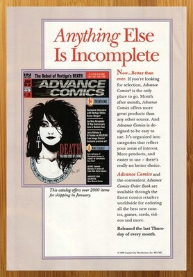 1992 Advance Comics Vertigo Death High Cost of Living Print Ad/Poster Art 90s