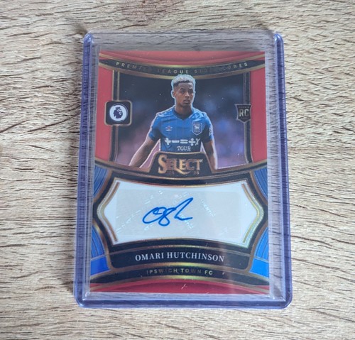 Omari Hutchinson 2024-25 Panini Select EPL Autograph RC S-0M Ipswich Town - Red