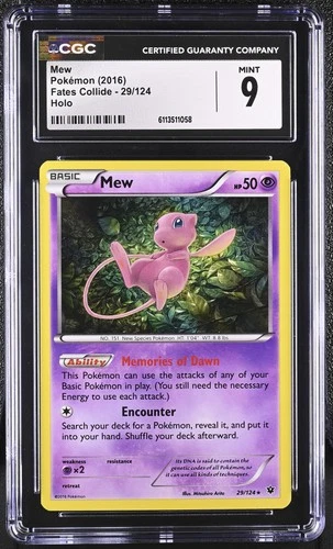 CGC 9 Mew 29/124 2016 Fates Collide Holo Rare Pokemon Card