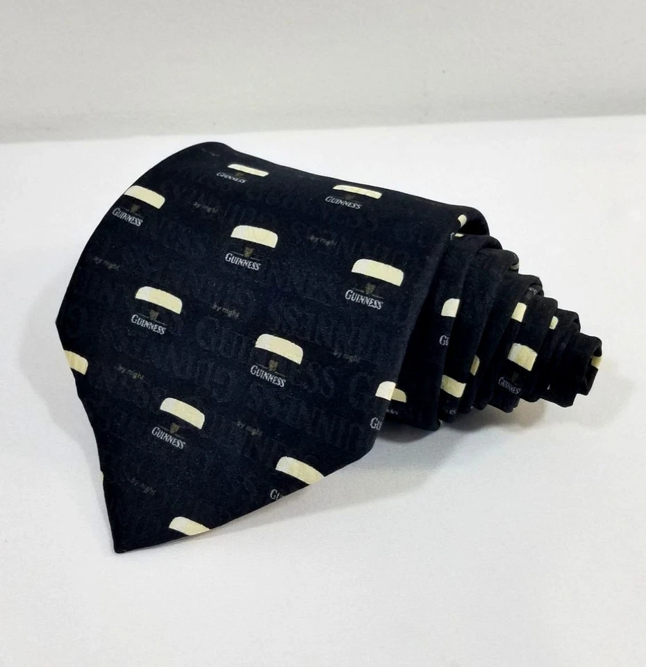 Guinness Mens Black Novelty Tie With Beer Mug Print 100% Silk Necktie - Image 2 of 4
