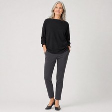 Eileen Fisher Slim Ankle Washable Stretch Grey Crepe Comfort Pull-on Pant M